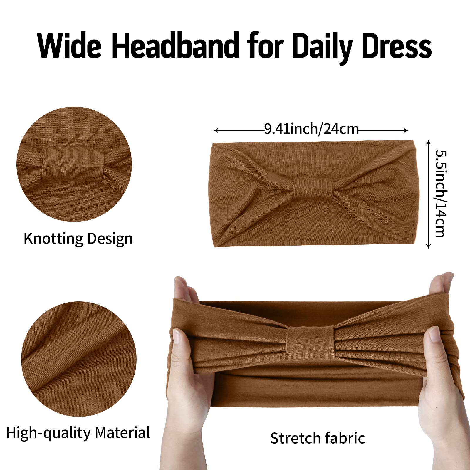 Stylish Wide Headbands for Women - Black Boho Thick Hairbands, African Print Sport Yoga Turban Headwraps (Pack of 4) - Perfect for Workouts, Yoga, Running & Fashion Accessories