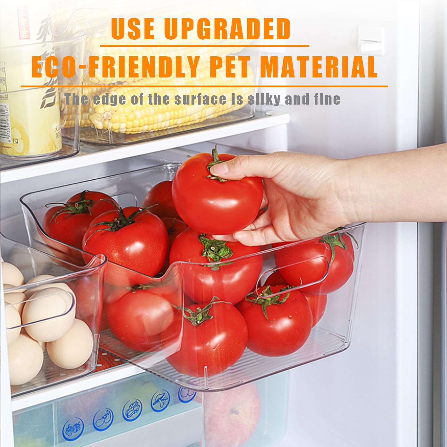 4-Pack Clear Plastic Storage Bins with Handles - Stackable Kitchen & Pantry Organizers for Cabinets, Shelves, Freezer & Fridge - Perfect for Food Storage, Home Organization & Closet Decluttering