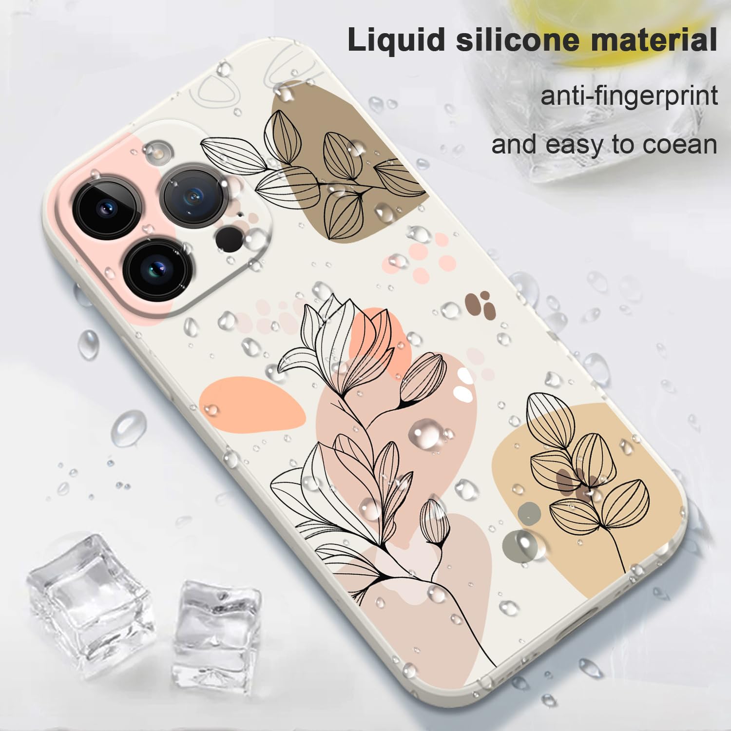 Premium Shockproof iPhone 15 Pro Max Case with Morandi Floral Design - Soft Protective Cover with Camera Lens Protection | Perfect for Everyday Use, Travel & Outdoor Activities