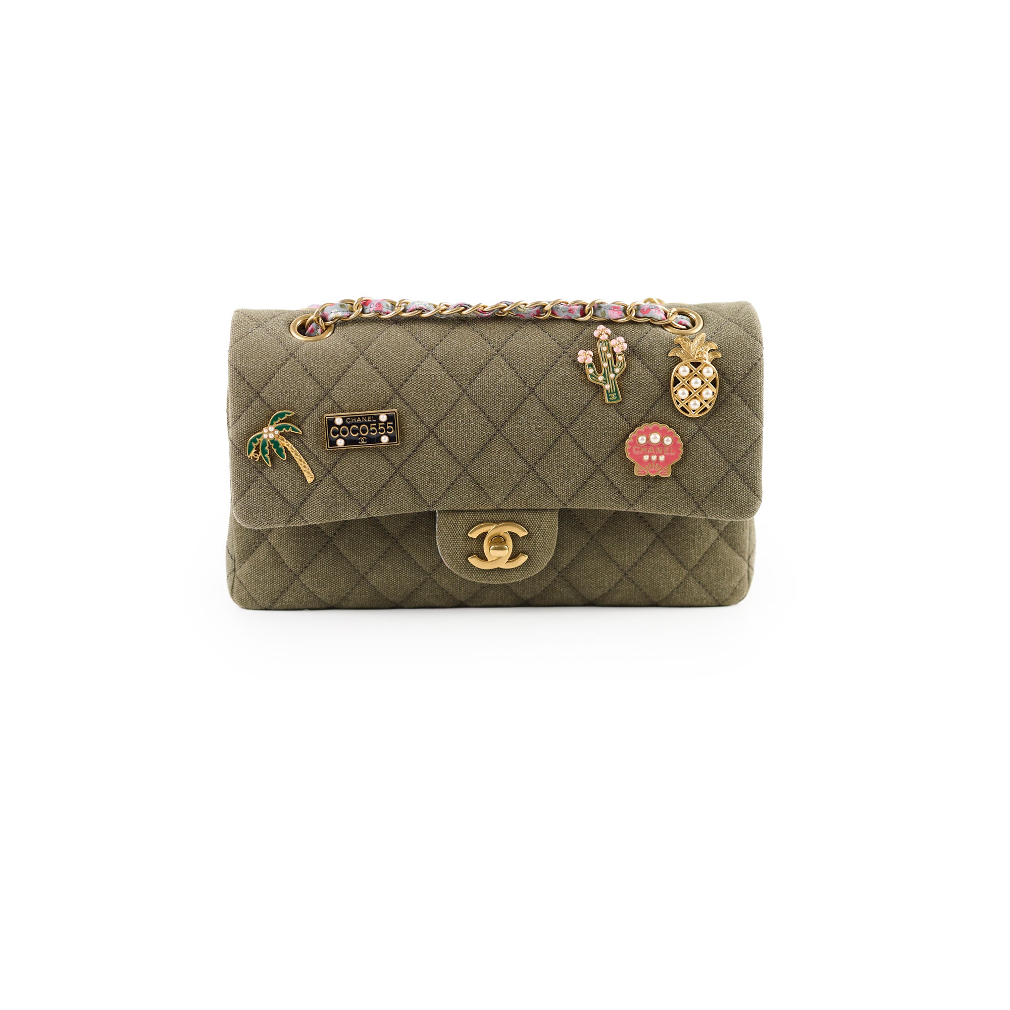 Chanel Medium M/L Classic Flap Bag in Khaki Denim - Luxury Designer Handbag for Women, Perfect for Everyday Use & Special Occasions