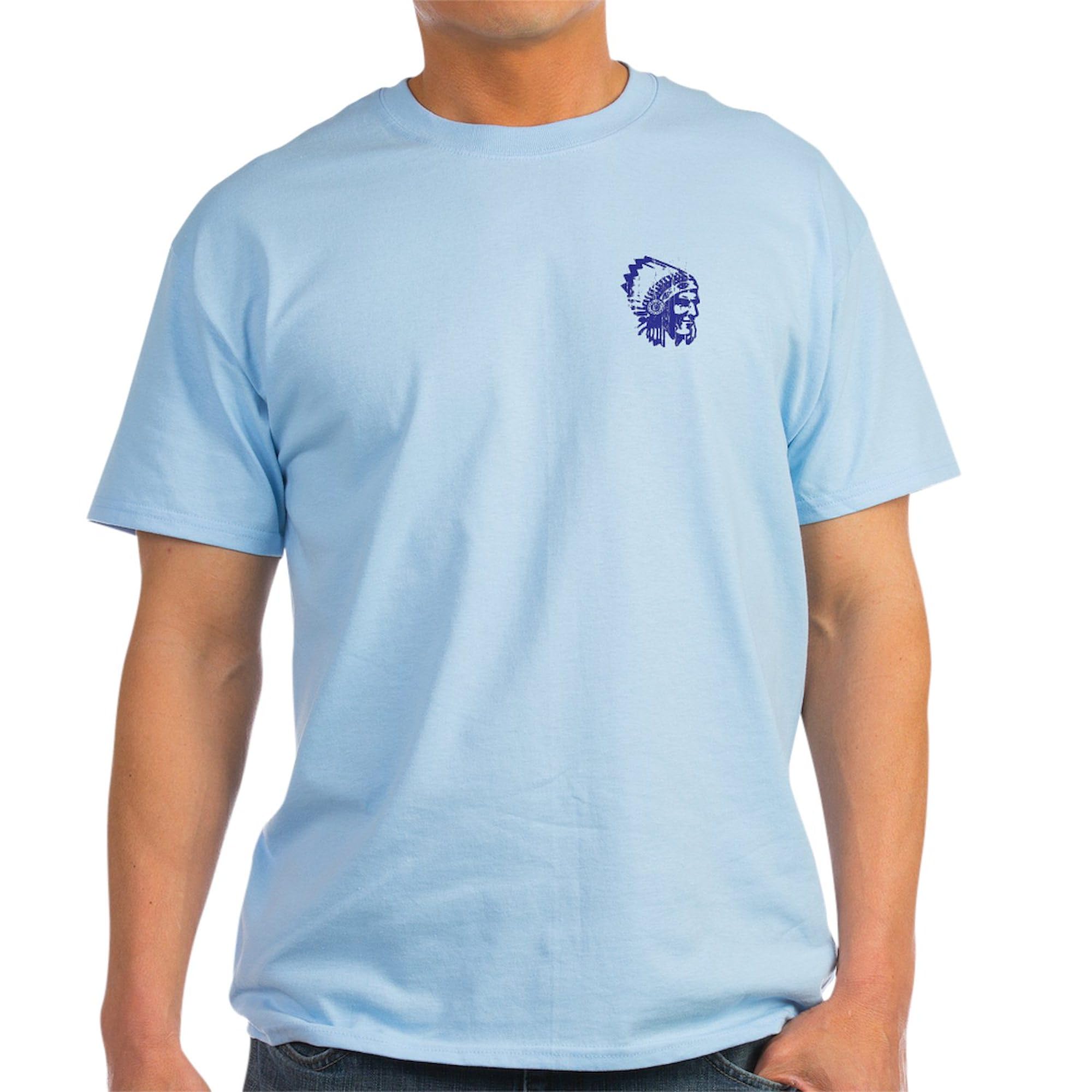 Vintage Blue Indian Head Dress Graphic T-Shirt for Men - 100% Cotton Classic Lightweight Tee | Casual Wear, Costume Parties & Retro Fashion
