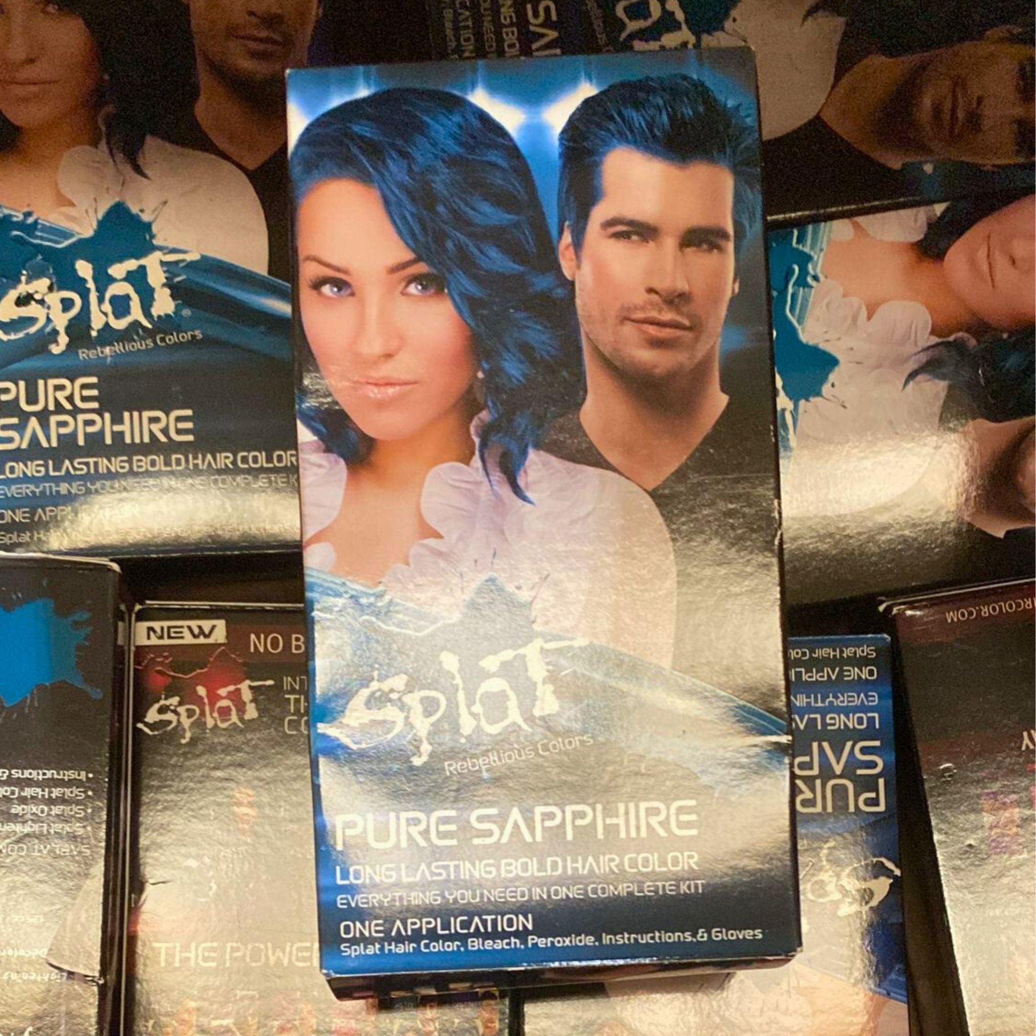 Splat Rebellious Colors Pure Sapphire Long-Lasting Bold Hair Dye - 50 Pack for Vibrant DIY Hair Coloring at Home or Salon
