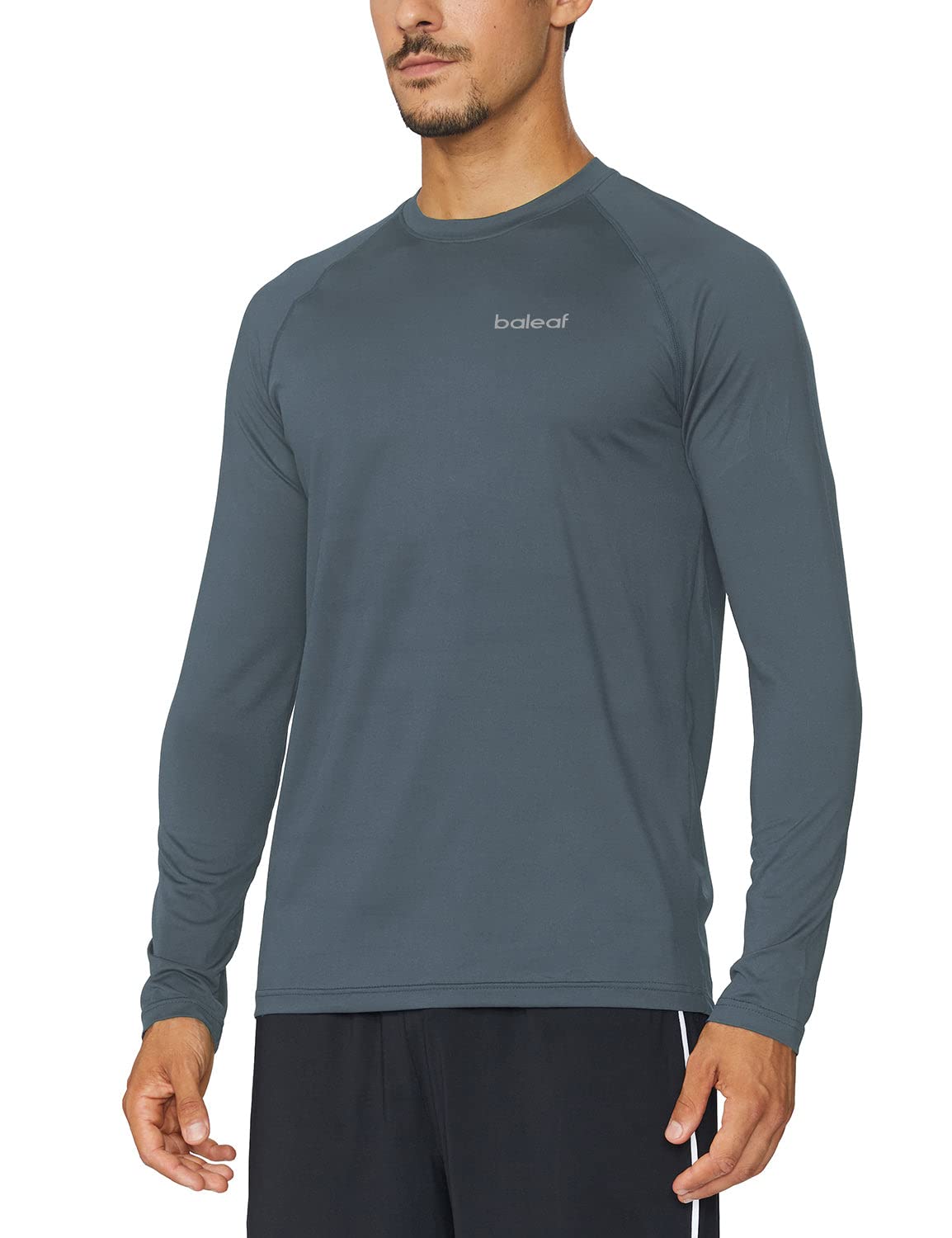 Baleaf Men's Long Sleeve Running Shirt - Quick Dry Athletic Workout Shirt, Lightweight Soft Moisture Wicking Fishing Tee for Jogging, Gym & Outdoor Activities