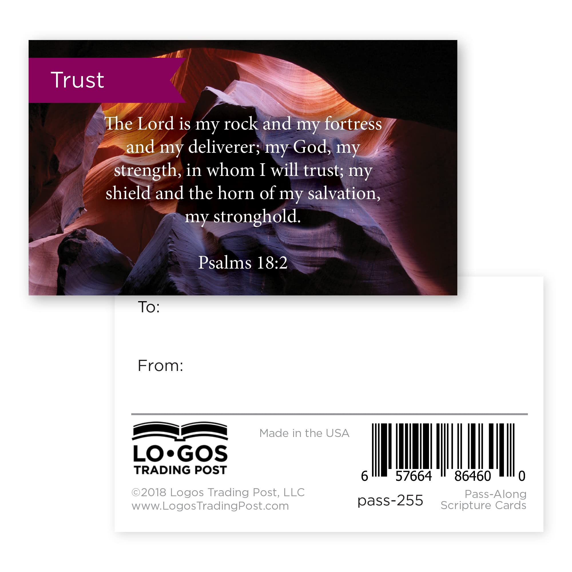 Trust Scripture Cards - Psalm 18:2, Pack of 25 Inspirational Bible Verse Wallet Cards for Devotional, Bible Study & Memorization | Christian Encouragement Greeting Cards for Women, Men, Bible Study Groups & Church Events