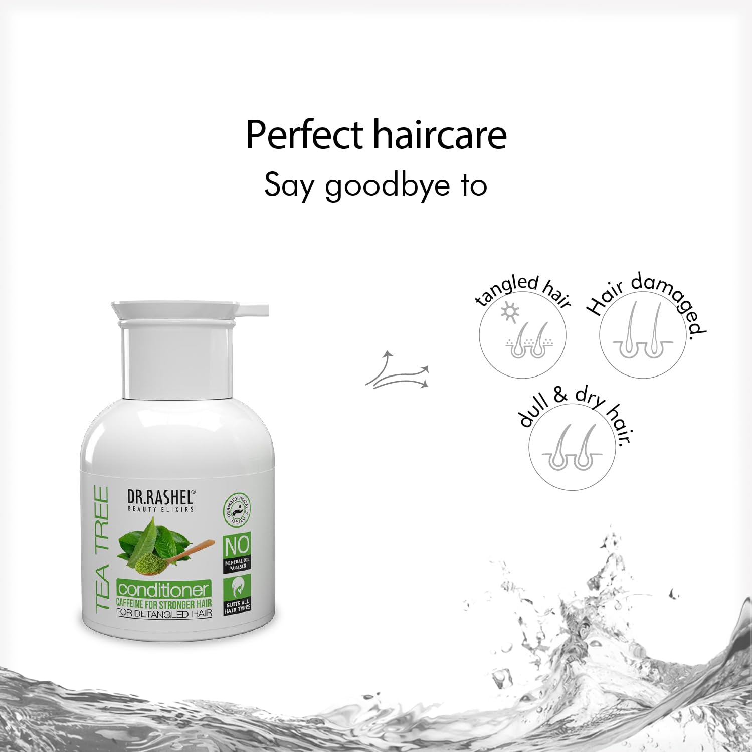 DR.Rashel Tea Tree Anti-Dandruff Conditioner with Caffeine & Tea Tree Oil - Promotes Healthy Scalp, Smooth & Detangled Hair for Men & Women (200ml) | Ideal for Daily Hair Care & Dandruff Control