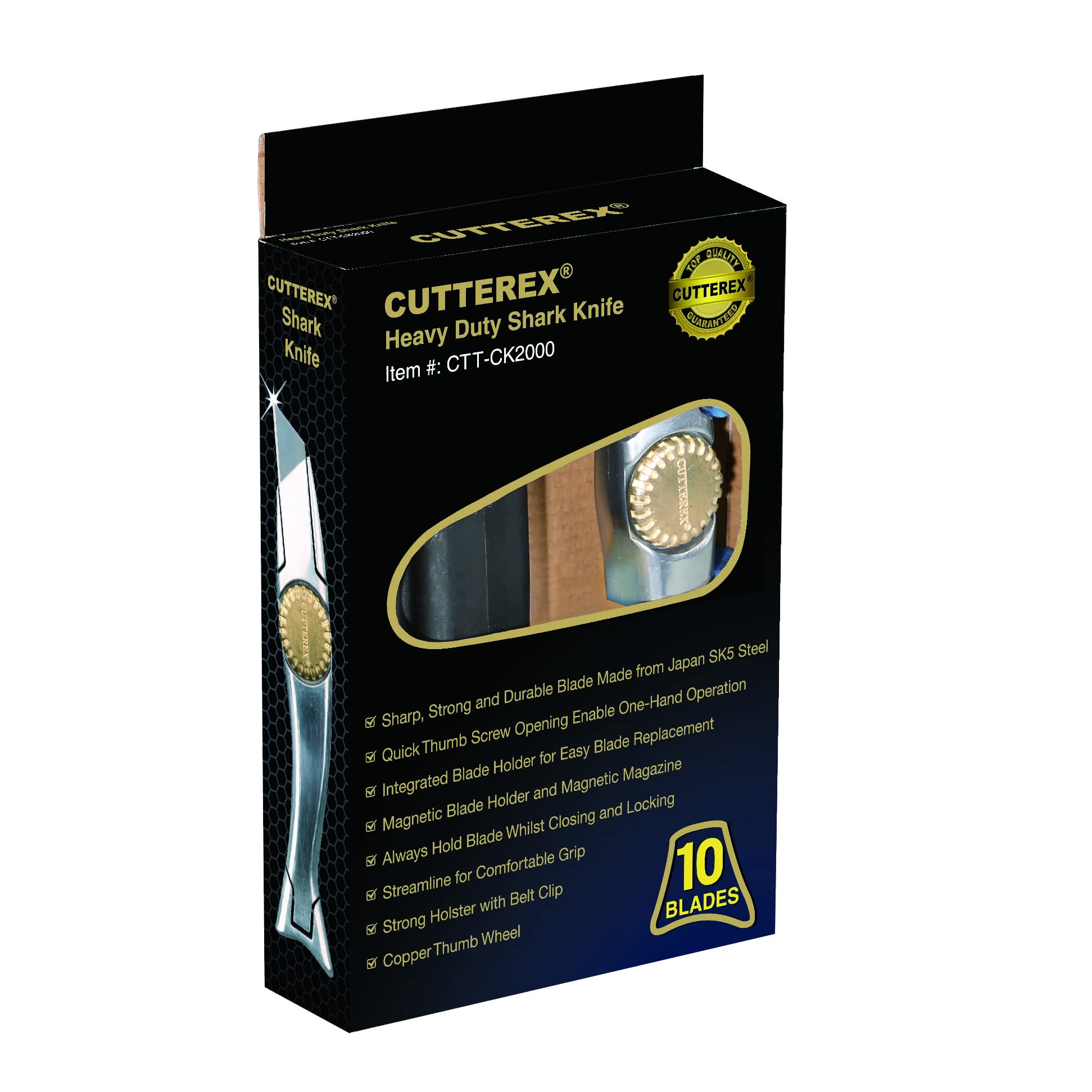 Heavy Duty Shark Knife - Professional Vinyl & Carpet Utility Knife with Razor Sharp Blade for Roofing, Flooring & DIY Projects | Perfect for Contractors, Carpenters & Home Renovation