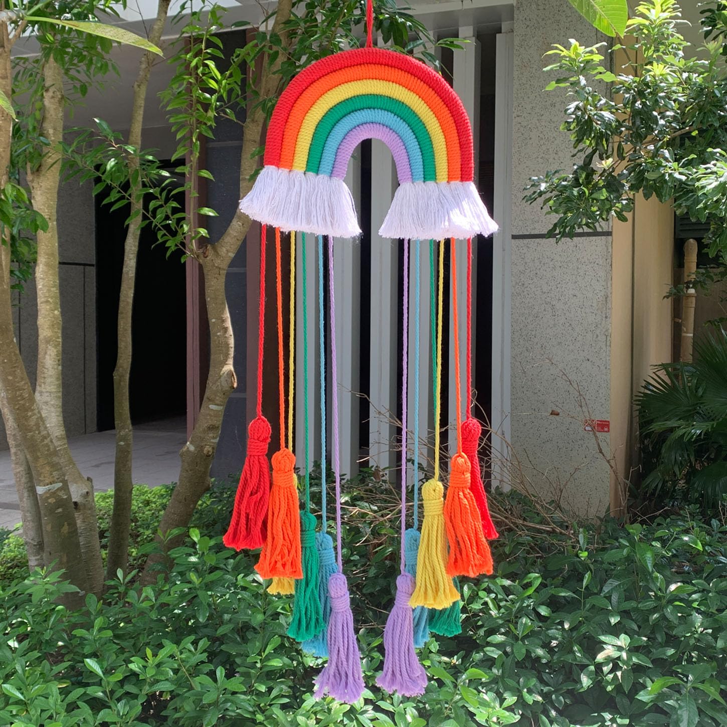 ACEDSGN Rainbow Macrame Bow Holder - Handmade Hair Clip Organizer for Baby Girls, Boho Nursery Decor, Headband Storage | Perfect for Birthday, Valentine's Day Gifts & Kids' Bedroom Party Decor