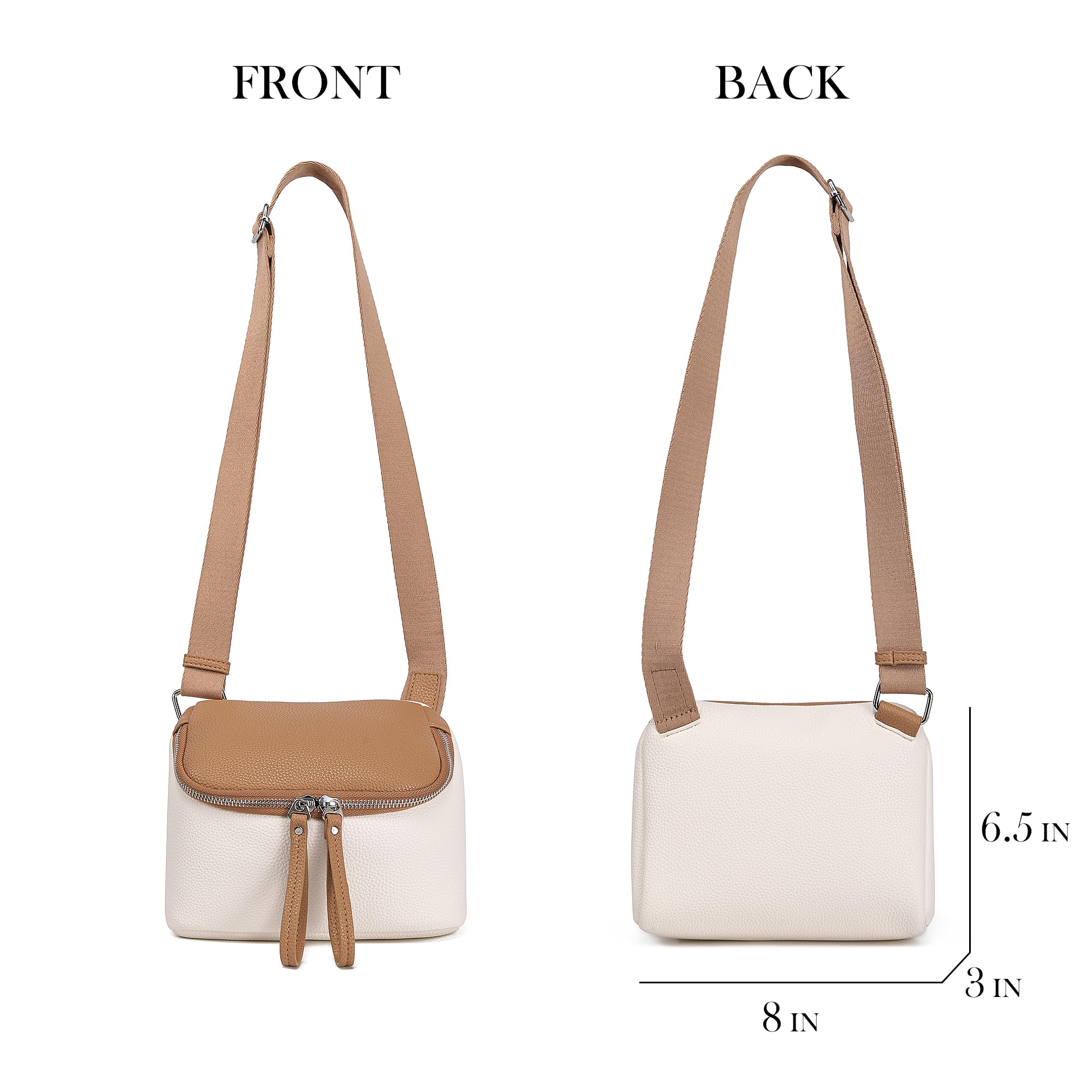 Haytijoe Plus Size Fanny Pack for Women - Fashion Waist Pack, Crossbody Bag & Belt Bag - Adjustable Travel Bum Bag (White/Brown) - Perfect for Hiking, Concerts & Daily Use