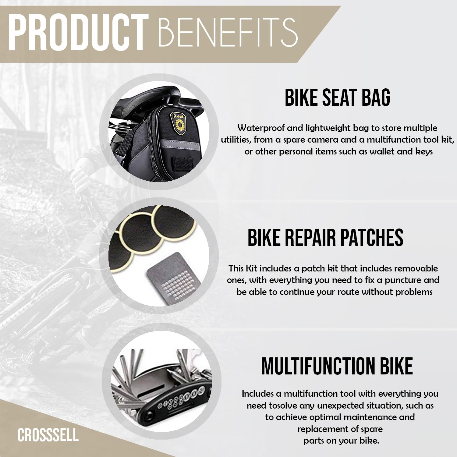 Premium Bike Tool Kit - 16-in-1 Bicycle Repair Kit with Seat Bag | Durable Mountain Bike Maintenance Tools for Road & Trail Riding | Perfect for Cycling Enthusiasts & DIY Repairs