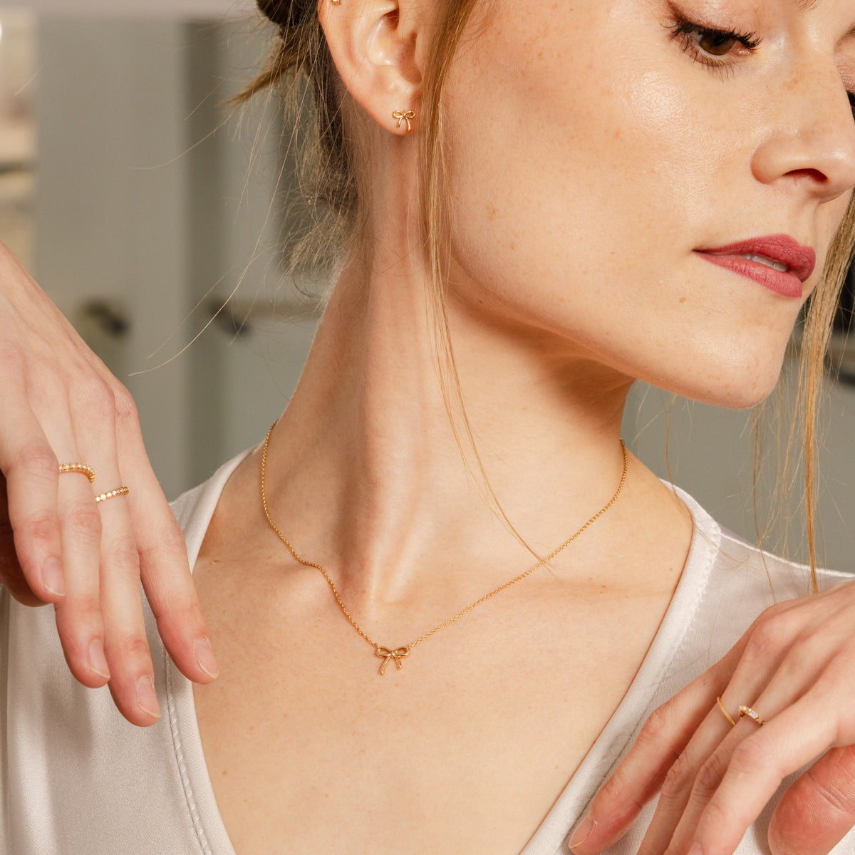 Made By Mary Bow Necklace - Elegant & Dainty Jewelry for Women | Perfect for Weddings, Parties & Everyday Wear