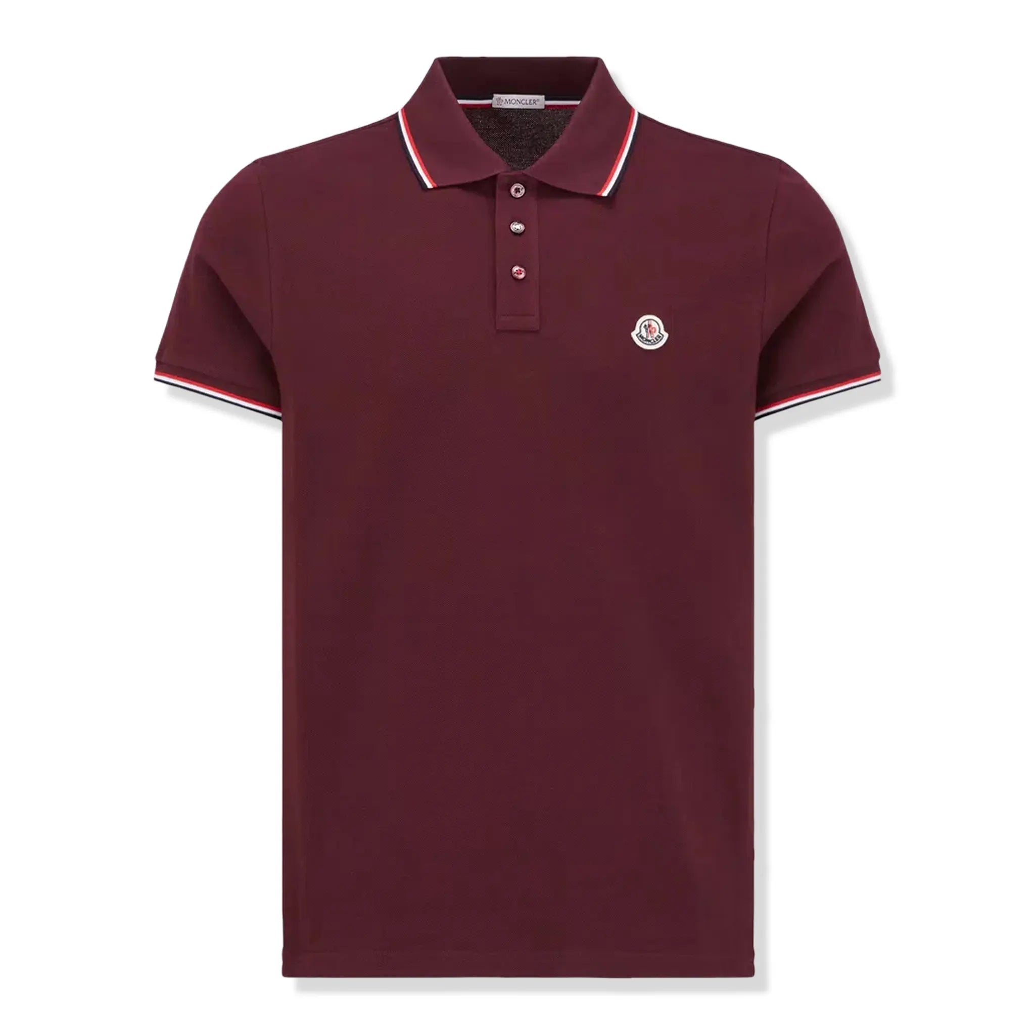 Moncler Men's Burgundy Polo Shirt - Classic Cotton Short Sleeve Casual Shirt for Golf, Business & Summer Wear