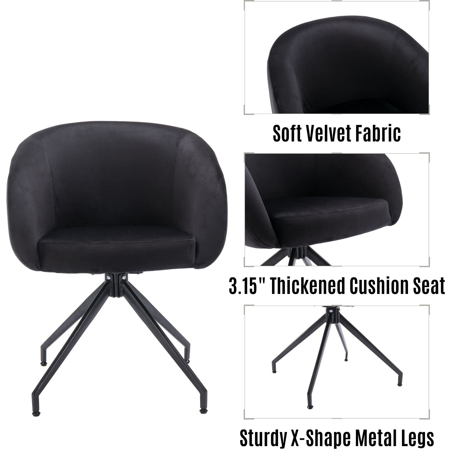 LukeAlon Modern Velvet Swivel Black Boucle Chair - 20
