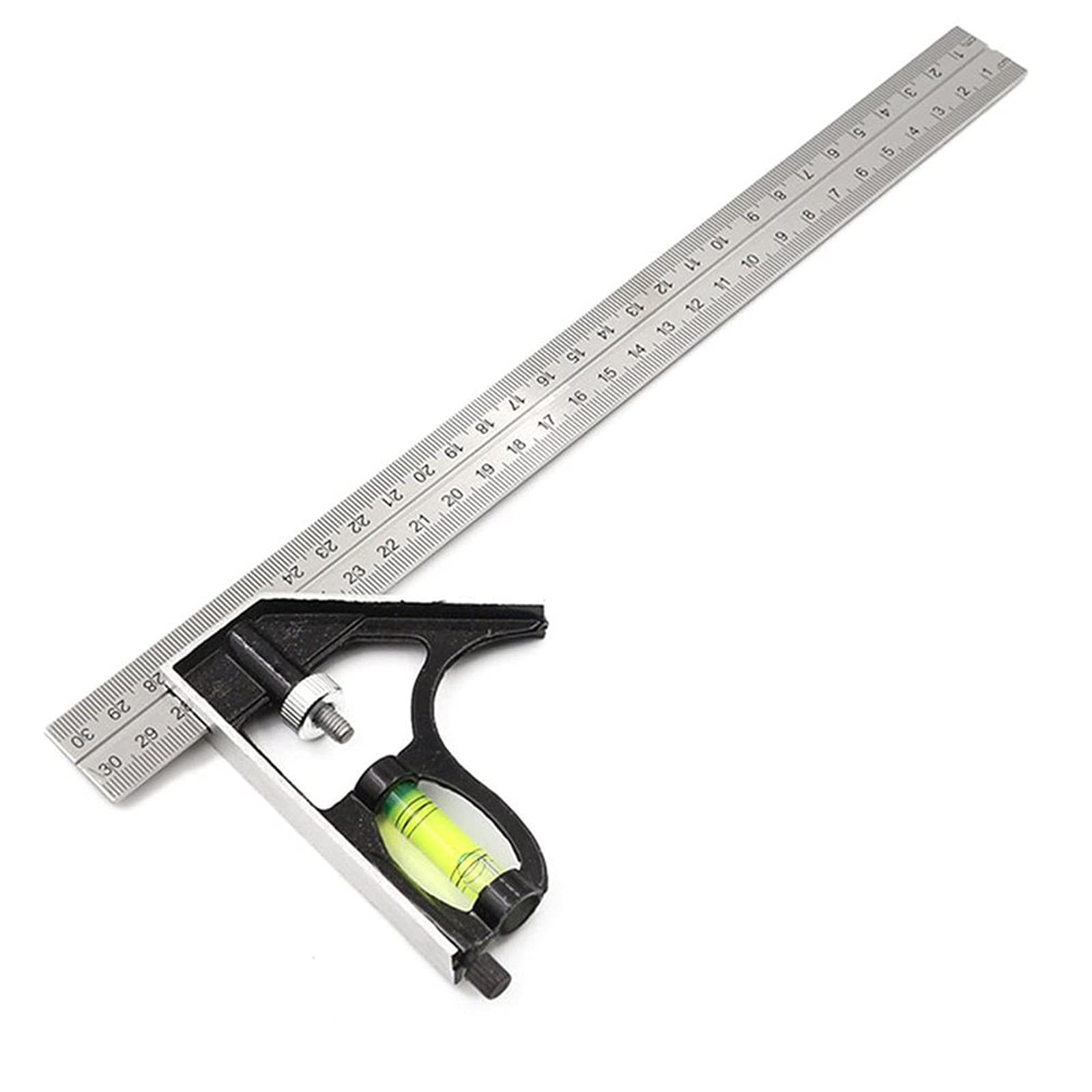 FLCPoplar Woodworking Tools Combination Set - Adjustable Measuring Ruler with Right Angle, Stainless Steel Inch/Metric Scale (300mm/12