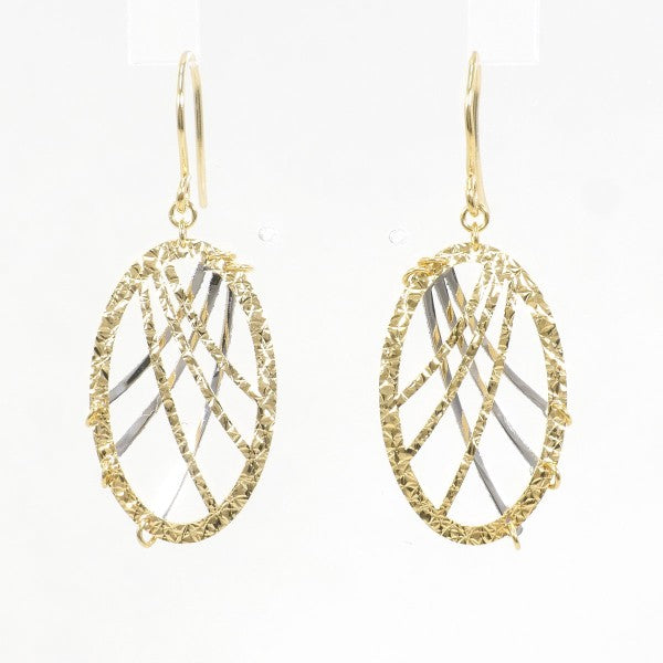 18K Yellow Gold and White Gold Earrings for Women - Elegant Dangle Hoop Earrings for Parties, Weddings & Everyday Wear