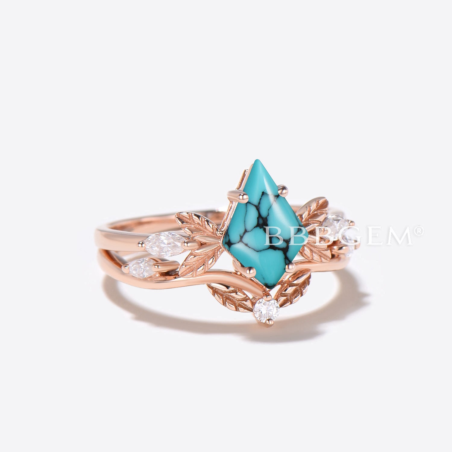 Natural Turquoise Engagement Ring - Handcrafted Kite Cut Leaf Design for Women | Perfect for Weddings, Anniversaries & Special Occasions