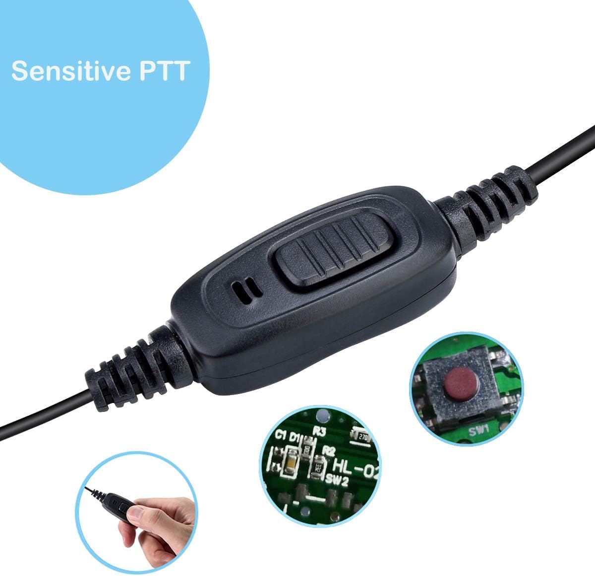 Retevis EEK009 Covert Earpiece with Microphone - 2-Pin Acoustic Tube Headset for Baofeng, JUCJET, Kenwood Radios (RT24, RT27, RT619, RT668, RT5R, RT622, RT617) - 2 Pack - Ideal for Security, Surveillance & Discreet Communication