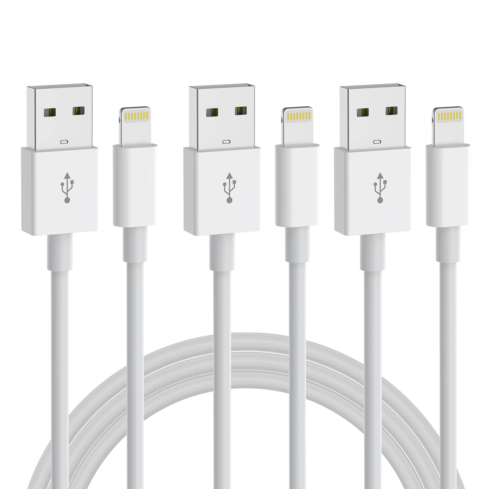 3-Pack 6ft Lightning Cable for iPhone - MFi Certified Fast Charging USB A to Lightning Cable - Compatible with iPhone 14 Pro Max/14 Pro/13/12, iPad & AirPods - Perfect for Home, Office & Travel Charging