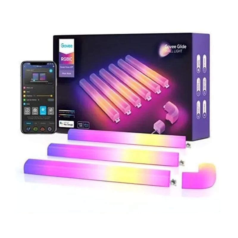 Govee Glide RGBIC LED Wall Lights - Smart Color Changing Lights with App Control, Music Sync, 16 Million Colors for Bedroom, Living Room, Party Decor