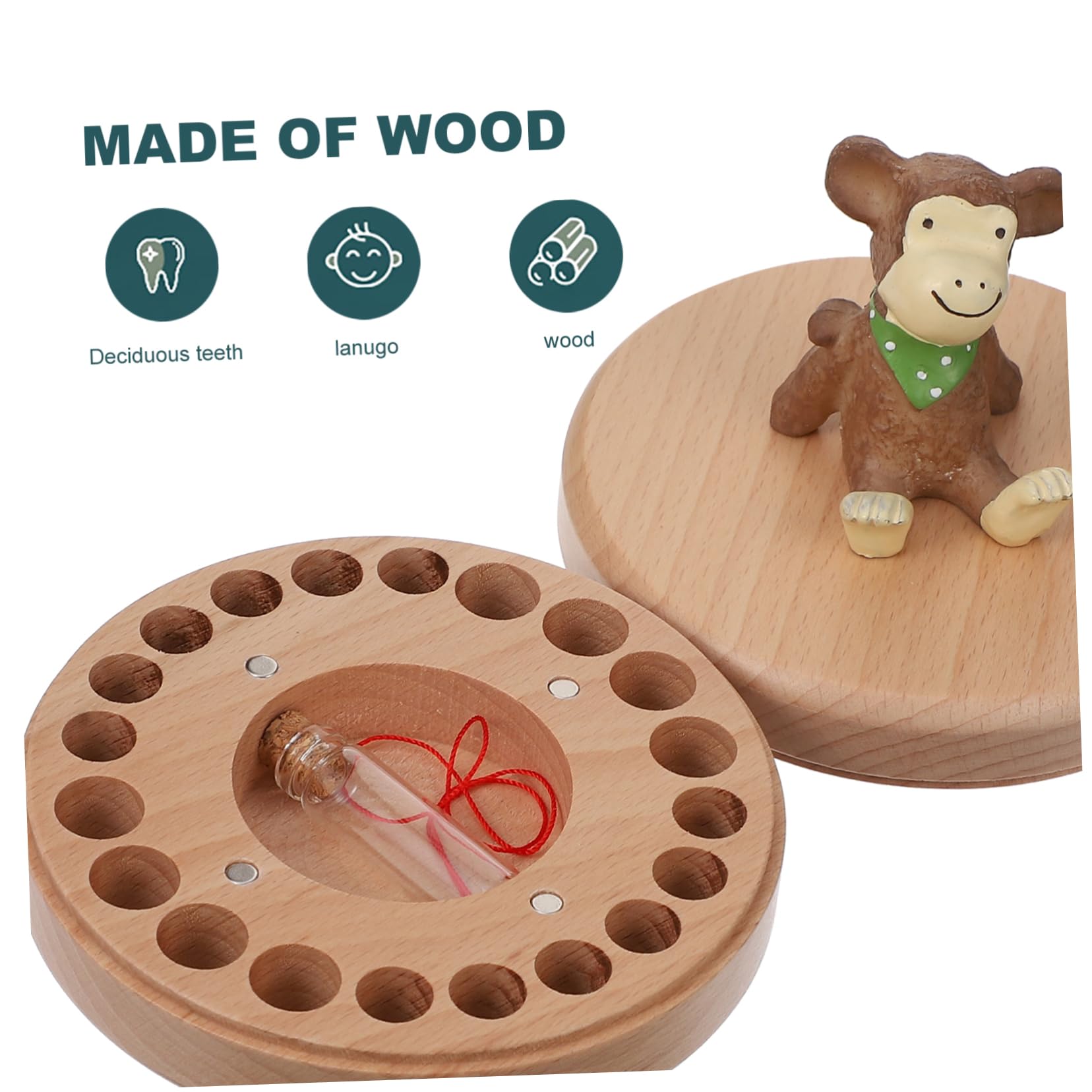 VICASKY Kids Tooth Box - Beech Wood Lost Tooth Holder & Keepsake Case for Baby Teeth - Perfect for Tooth Fairy Gifts and Childhood Memories