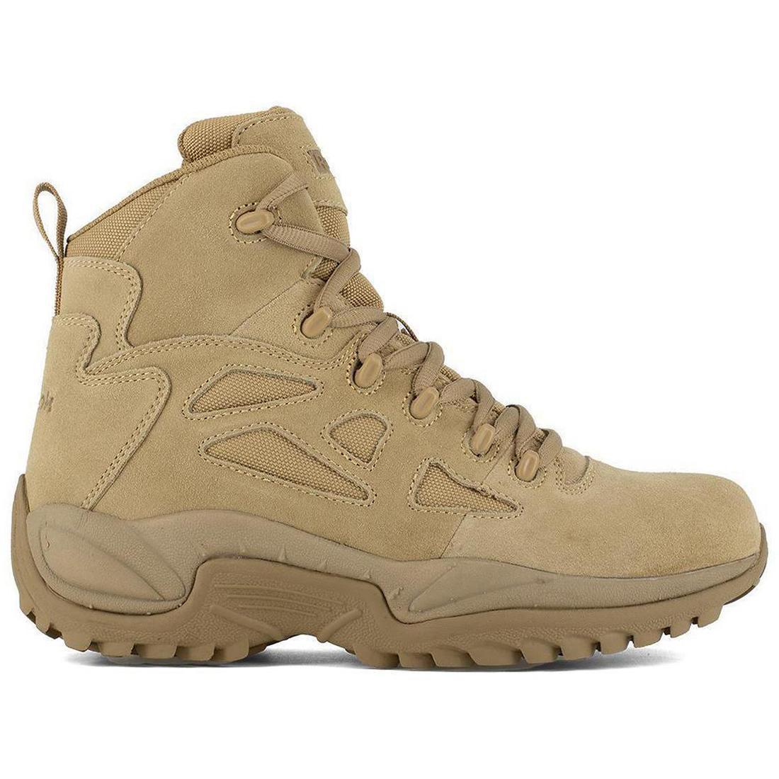 Rapid Response RB 6 Inch Soft Toe Side Zip Military Work Boots - Desert Tan - Durable Tactical Footwear for Construction, Hiking & Outdoor Work
