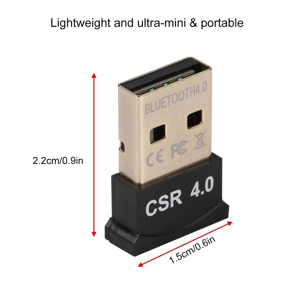 ASHATA CSR4.0 Mini USB Bluetooth Adapter Wireless Dongle Receiver for Mouse, Keyboard, Headset - Plug & Play Bluetooth Connectivity for PC, Laptop, Home Office & Gaming Setup