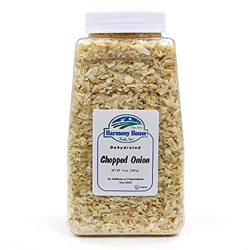 Harmony House Dried Chopped Onions 14 oz - Dehydrated Vegetables for Cooking, Soup, Stew & Baking | Camping, Emergency Food Supply & Long Term Storage | Quart Size Glass Jar