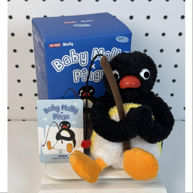Baby MOLLY Pingu Happy Fishing Series Vinyl Plush Keychain - Cute Cartoon Penguin Pendant Toy for Kids & Collectors | Perfect for Backpacks, Gifts & Party Favors