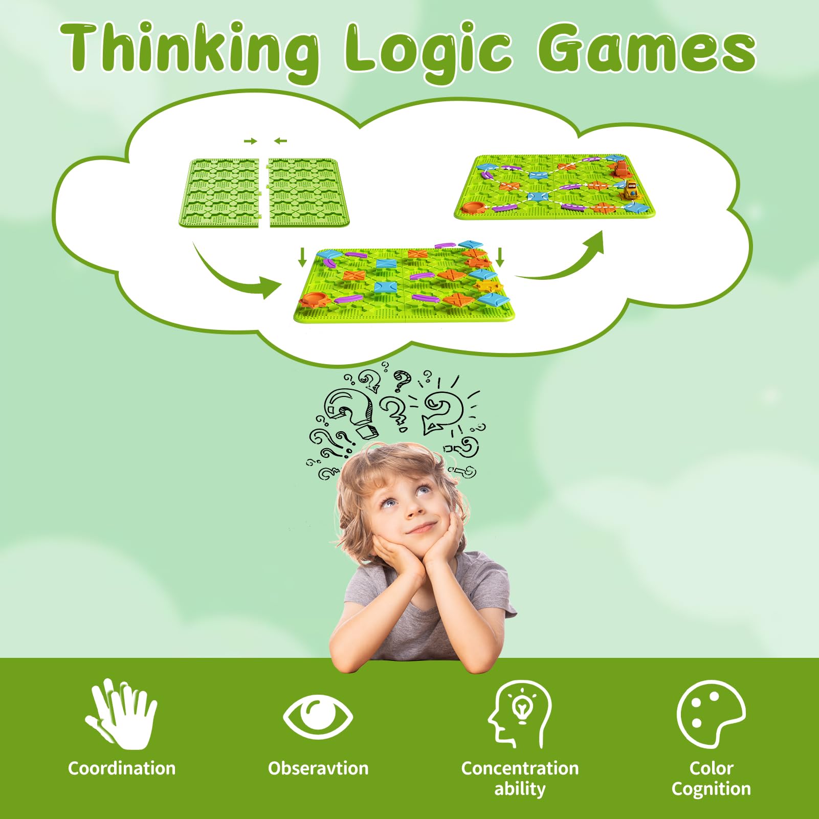 Brain Stem Activity Logic Kits - 200+ Challenging Board Teaser Games & Puzzle Toys for Kids Ages 3-10 | 4 Difficulty Levels | Educational Learning Maze Games for Toddlers - Perfect for Family Game Nights & Classroom STEM Activities