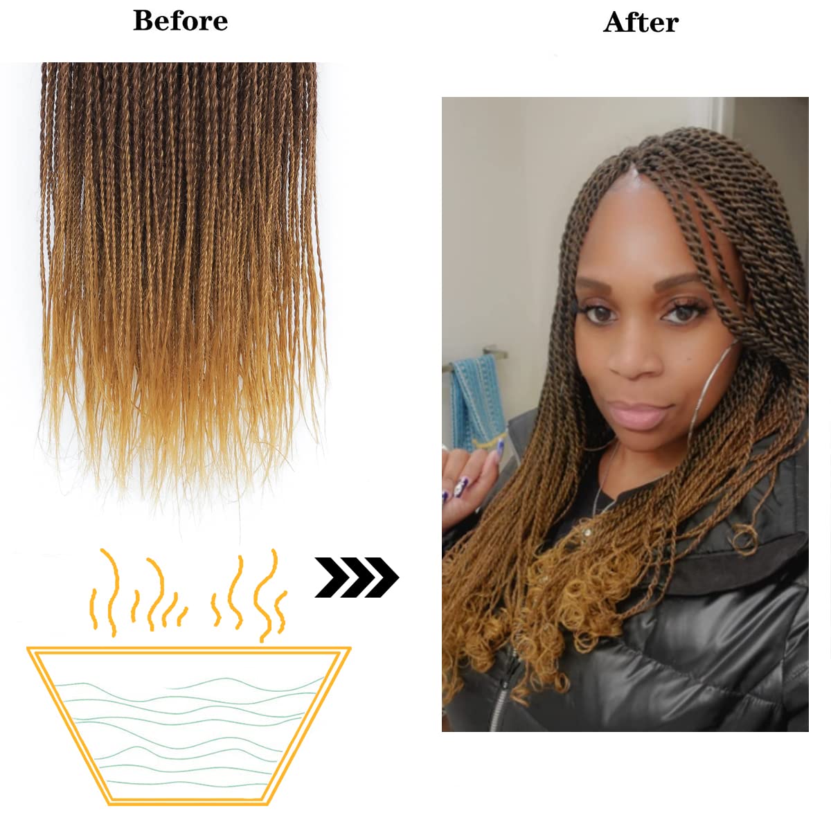 8 Packs Ombre Crochet Hair Senegalese Twist 18&22 Inch Pre-Looped Braiding Hair - 35 Strands/Pack with Hot Water Setting for Black Women | Perfect for Protective Styles, Box Braids & Natural Hair Care