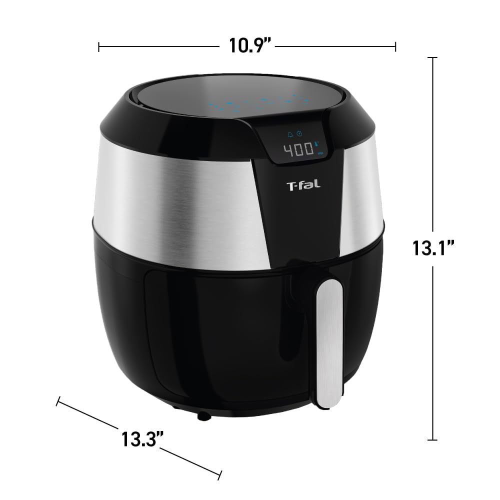 T-fal Easy Fry XXL 5.9 Quart Air Fryer & Grill Combo - One-Touch Digital Screen, 8 Preset Programs, Black Stainless Steel - Perfect for Healthy Cooking, Family Meals & Quick Weeknight Dinners