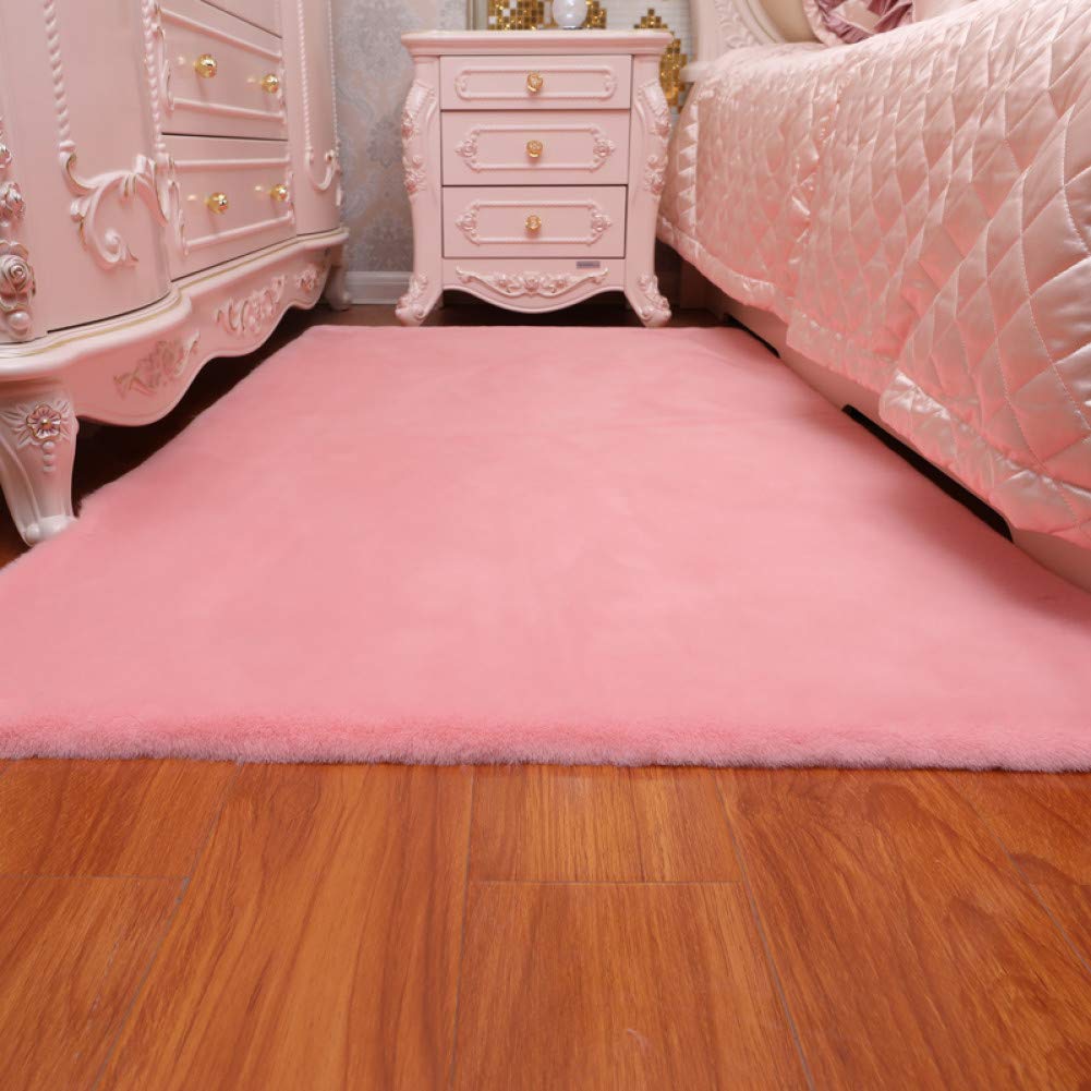 Soft Pink Plush Baby Rug - 70x150cm Round or Rectangular Non-Slip Floor Mat for Nursery, Living Room & Bedroom | Ultra Soft Play Mat for Kids | Machine Washable Fuzzy Carpet for Home Decor