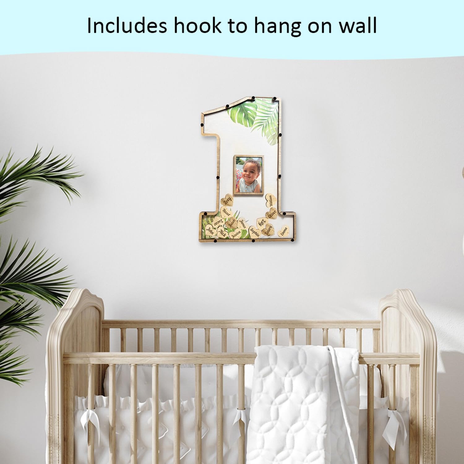 1st Birthday Decorations - Number One Shaped Photo Frame for Baby's First Birthday Party - White Keepsake Guest Book Alternative & Centerpiece - Perfect for Birthday Photo Displays, Nursery Decor, and Milestone Celebrations