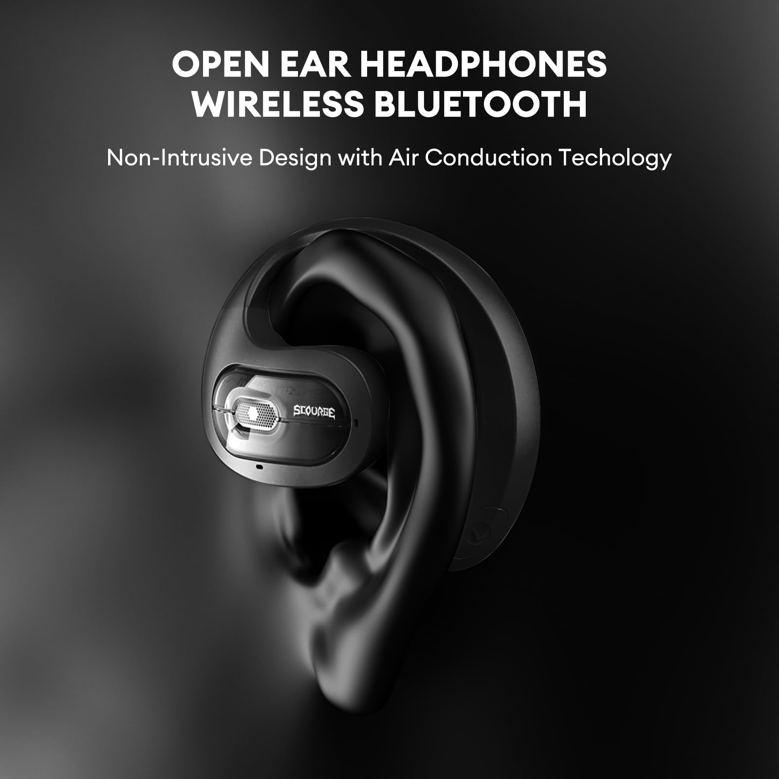 Transformers Open Ear Wireless Bluetooth 5.4 Headphones - IPX5 Waterproof, Noise Cancelling Gaming Earbuds with Mic & Earhooks for Android/iOS (Black) - Perfect for Running, Sports & Outdoor Activities