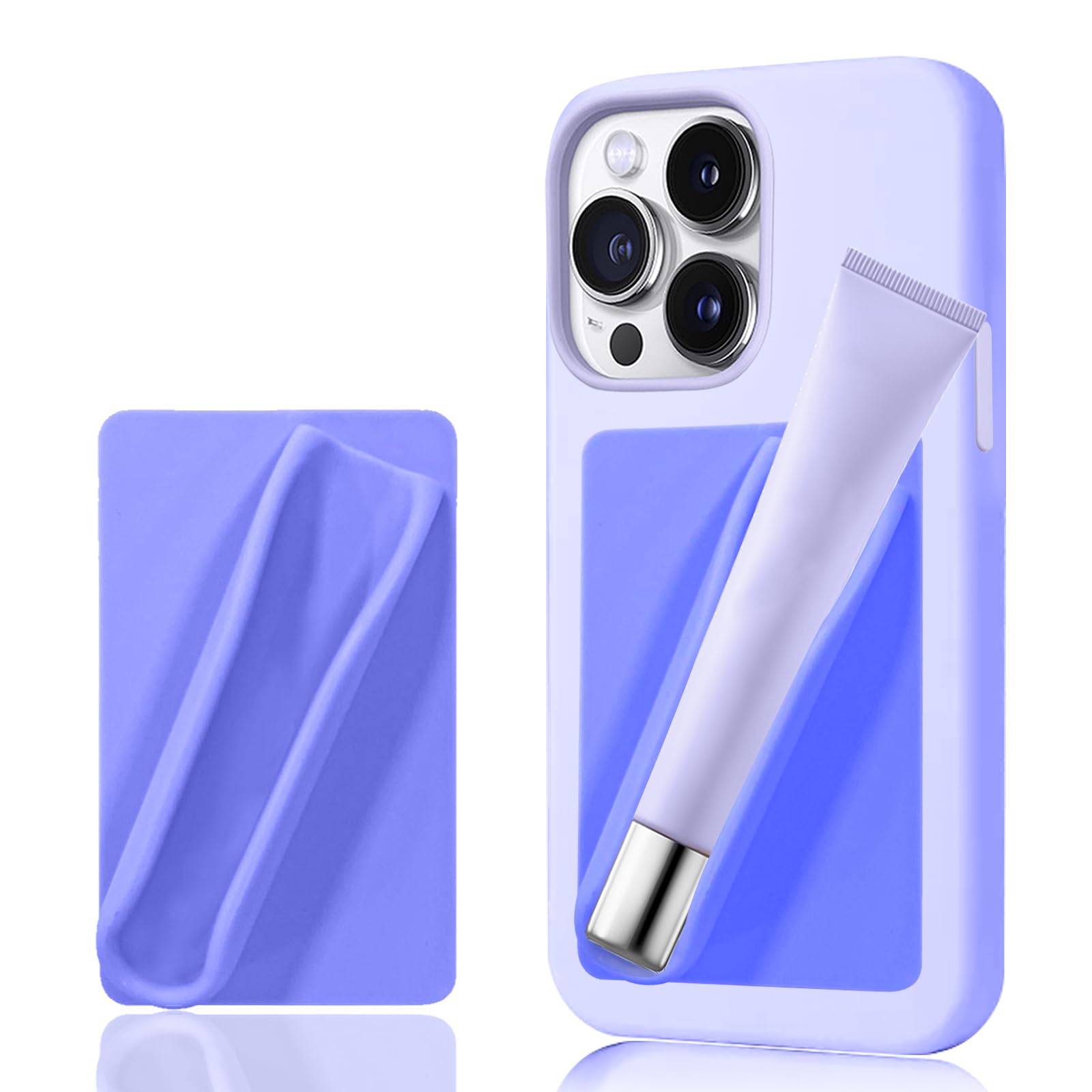 Silicone Lipstick Holder for iPhone & Android Phone Cases - Stick On Lip Gloss & Lip Balm Holder for Smartphone Back (Purple) - Perfect for Makeup Touch-Ups On The Go