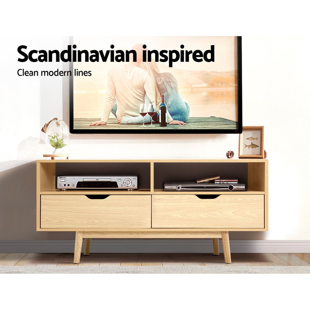 Artiss 120cm Pine TV Stand with Storage - Modern Entertainment Center for Living Room, Bedroom & Home Theater