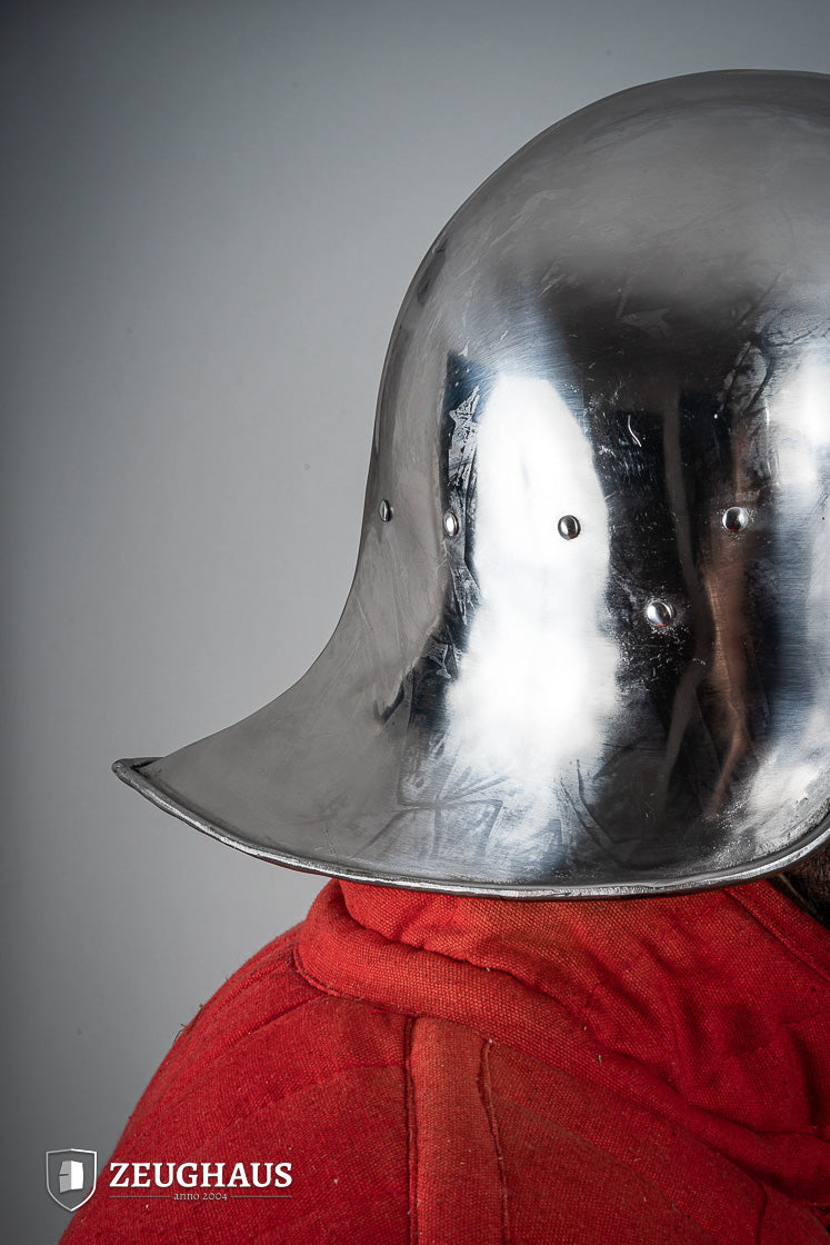 Open Sallet Helmet 1.6mm Polished Steel - Medieval Knight Armor Replica for LARP, Cosplay & Historical Reenactment