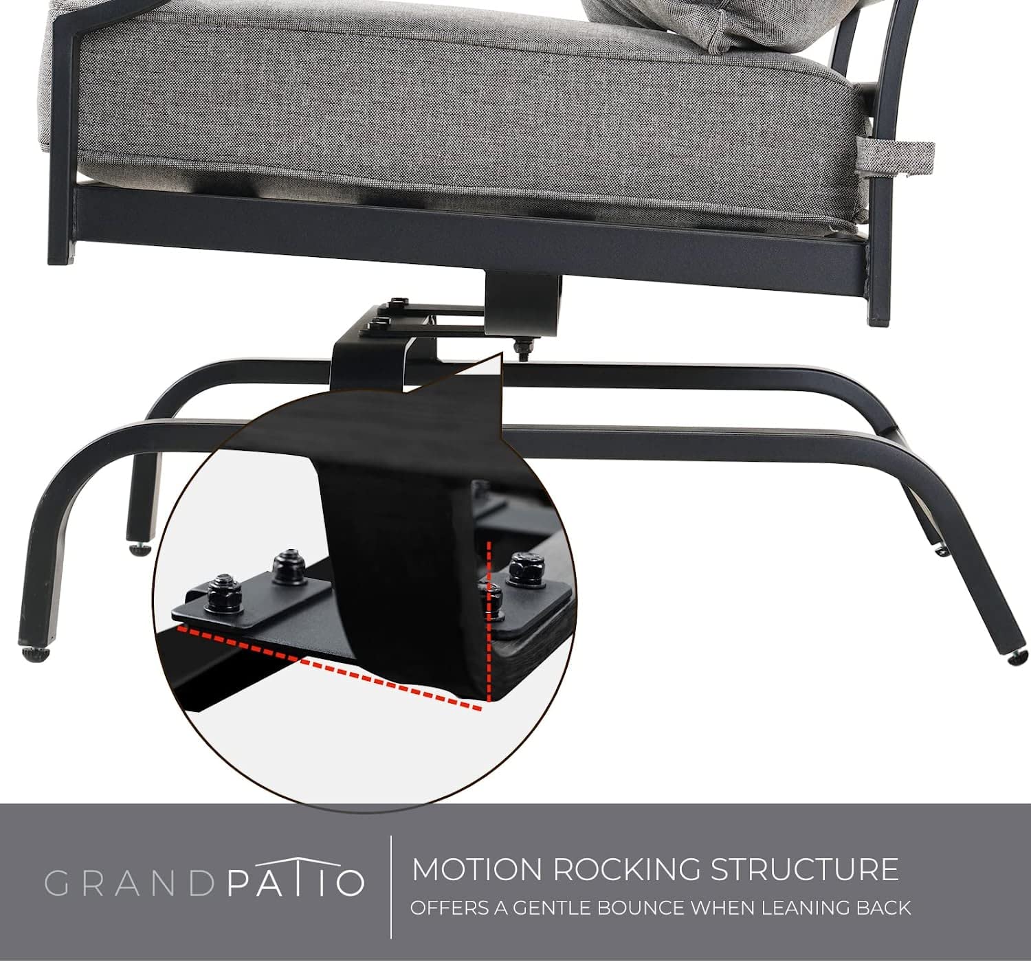 3-Piece Outdoor Patio Furniture Set with Glider Rocking Chairs, Gray Cushions & Square Coffee Table - Perfect for Garden, Lawn, Poolside & Backyard Relaxation