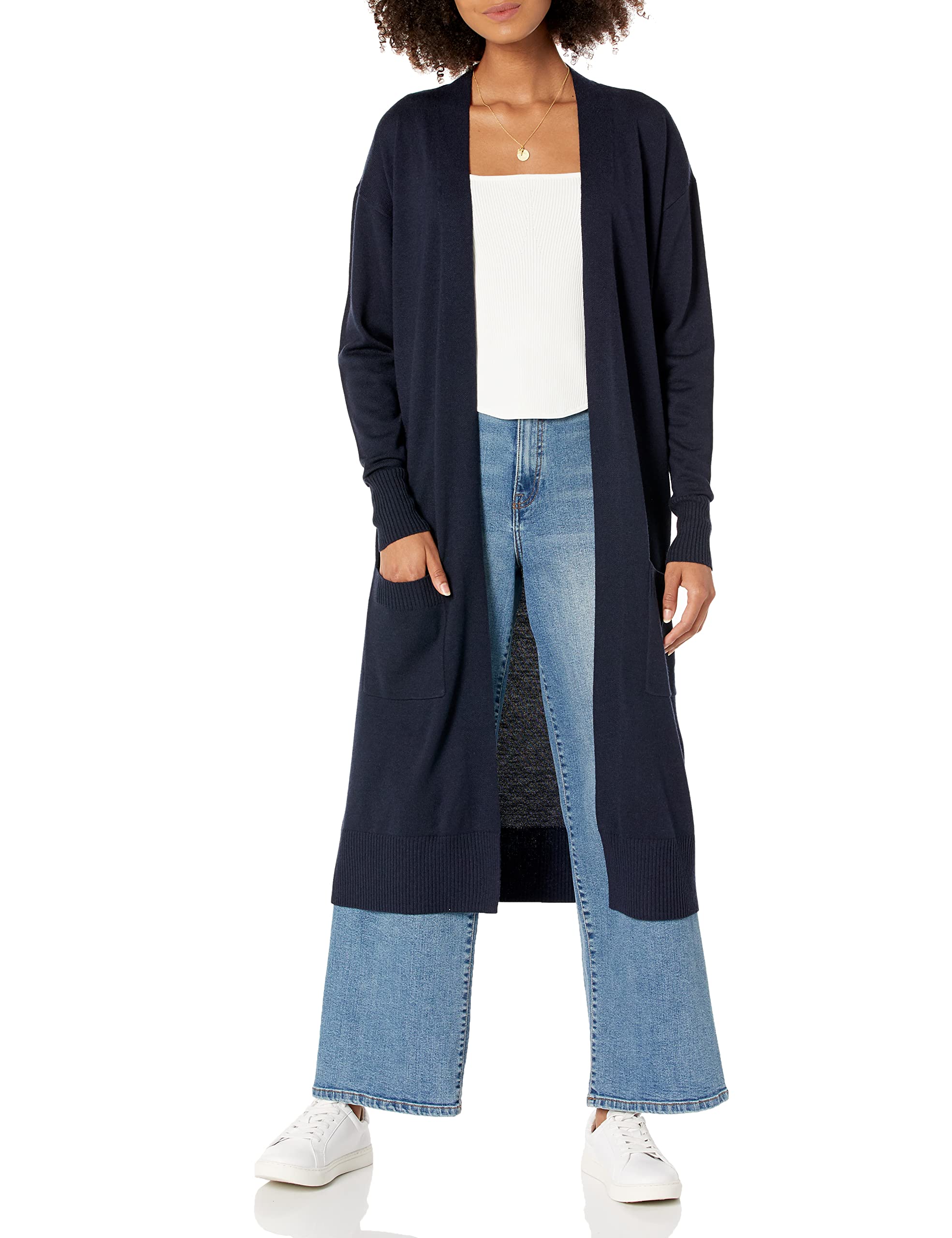The Drop Women's Daisy Long Cardigan Sweater - Soft Open Front Knit Cardigan for Women, Casual Loose Fit Cover-Up for Fall & Winter, Perfect for Layering with Dresses or Jeans