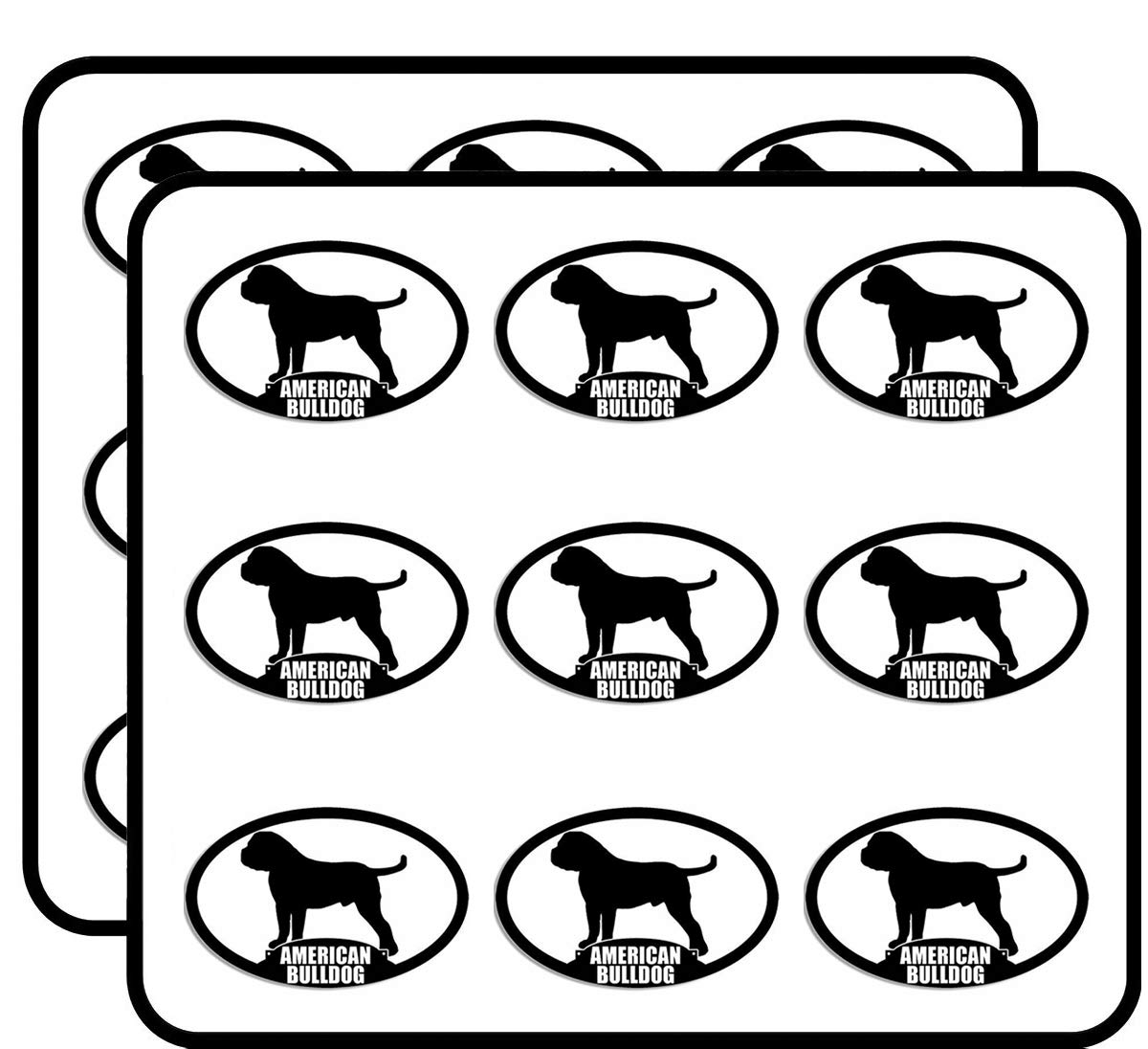 Oval American Bulldog Silhouette Stickers - 18 Pack (2 Inch) for Scrapbooking, Bullet Journals, DIY Crafts, Calendars & Photo Albums - Perfect for Dog Lovers, Pet Decor & Creative Projects