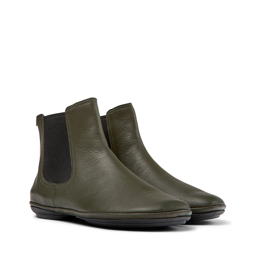 Camper Women's Right Nina Dark Green Leather Casual Shoes - Comfortable Slip-On Loafers for Work, Travel & Everyday Wear