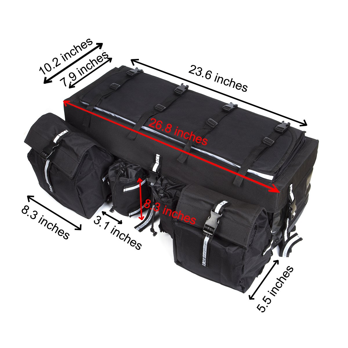 OHMOTOR Waterproof ATV Cargo Bag - 600D Heavy Duty Rear Rack Storage Bag with Bungee Tie-Downs, Padded Bottom & Multiple Compartments for ATV, UTV, Motorcycle Gear - Perfect for Camping, Hunting & Off-Road Adventures