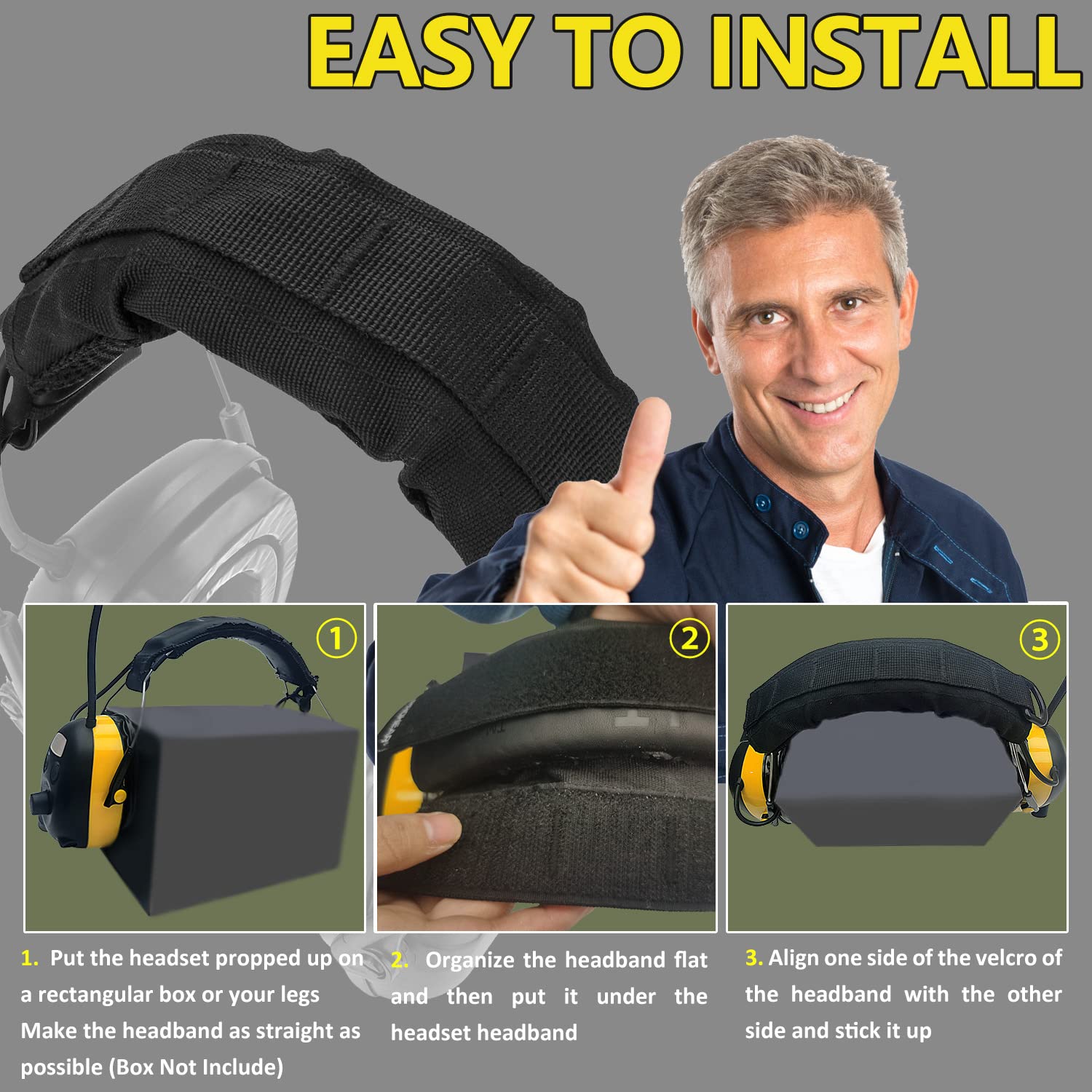 PROHEAR HC01 Tactical Advanced Earmuff Cover - Modular Replacement for 3M WorkTunes, Peltor, Howard Leight, Impact & Walker Razor Headsets (Black) - Perfect for Shooting Ranges, Construction Sites & Outdoor Work