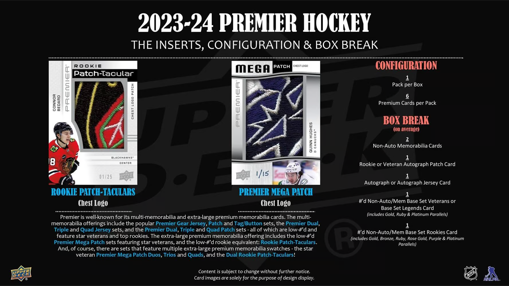 2023-2024 Upper Deck Premier Hockey Hobby Box - NHL Trading Cards Collection for Collectors & Fans - Perfect for Gifts, Investments, and Game Nights