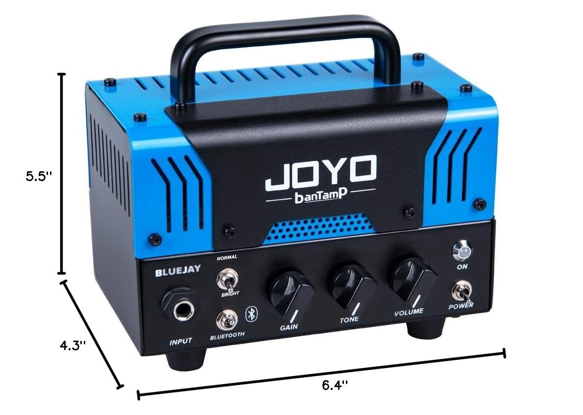 JOYO Bluejay BanTamp 20W Hybrid Tube Guitar Amp Head with Bluetooth - 2-Channel Preamp for Electric Guitar - Perfect for Home Practice, Studio Recording & Live Performances