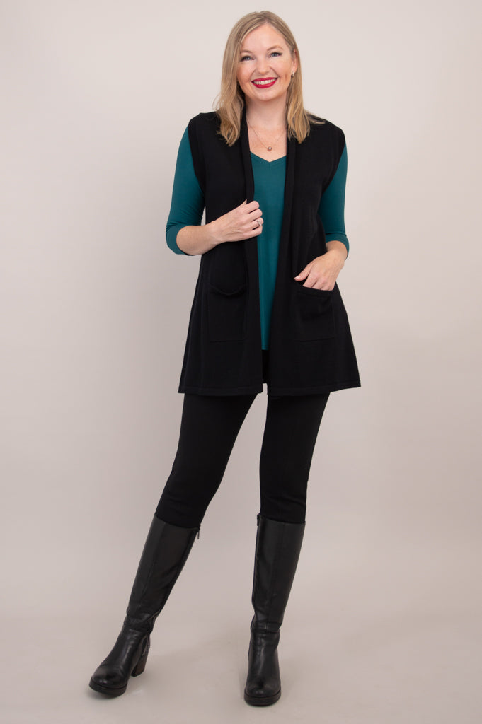 Jude Cardigan for Women - Soft Black Cotton Knit Sweater | Cozy Fall & Winter Layering Essential