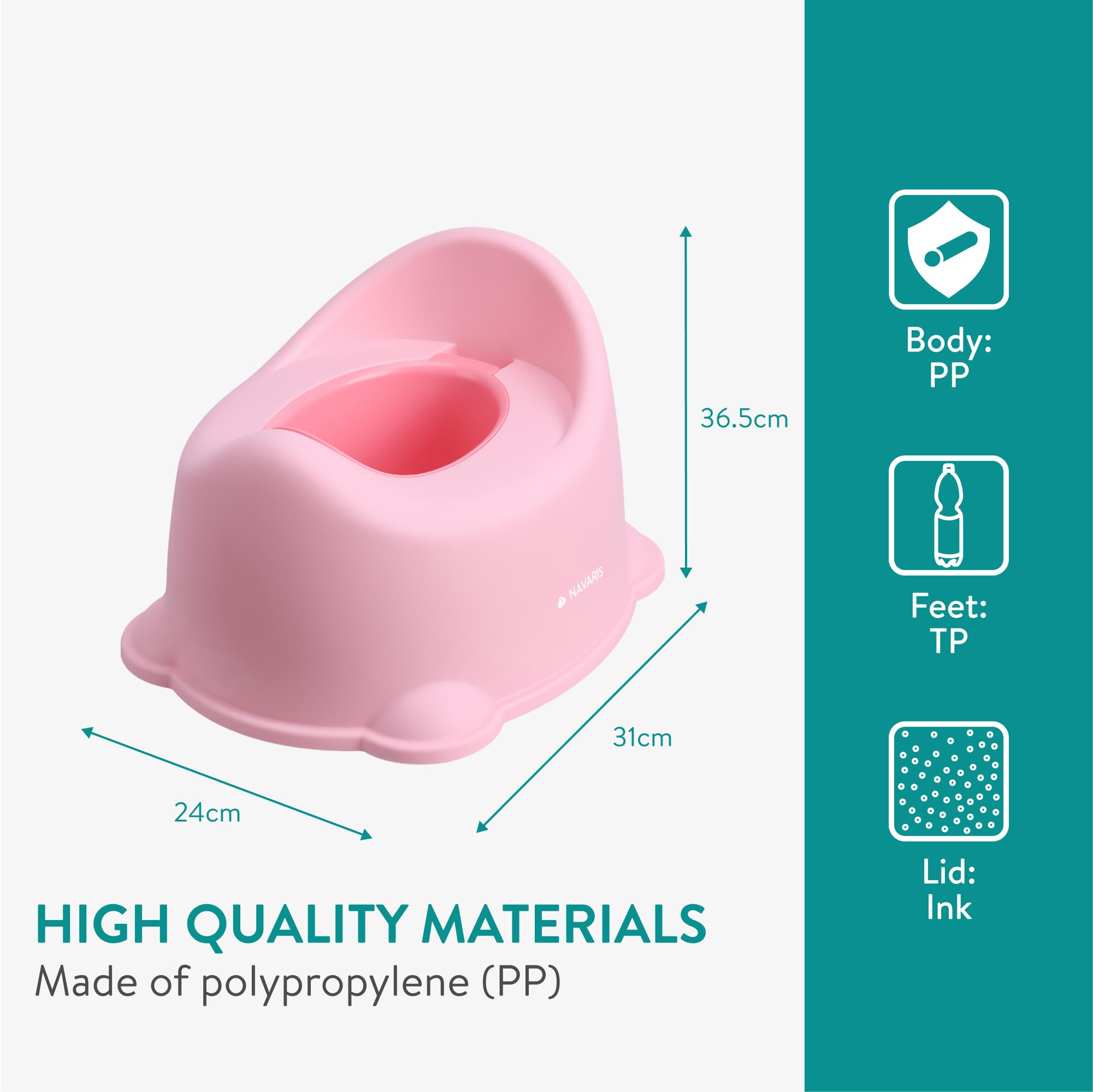 Navaris Potty Training Toilet with Lid - Fun & Efficient Toddler Potty Trainer for Girls & Boys - Easy Clean Baby Toilet Seat - Pink | Perfect for Home, Daycare & Travel Use