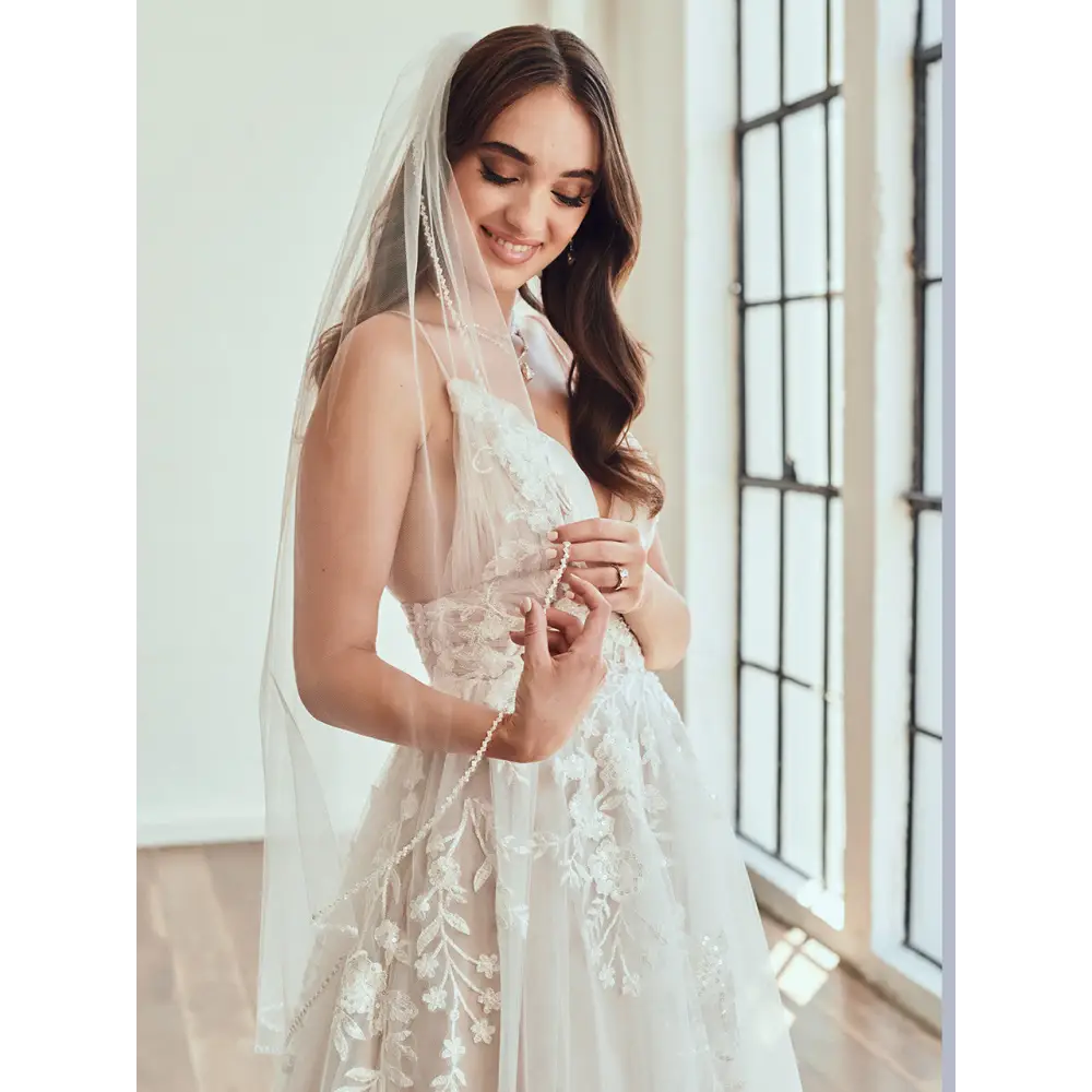 Elegant Bridal Veil with Lace Trim - V2380SF | Perfect for Weddings, Bridal Showers & Formal Events
