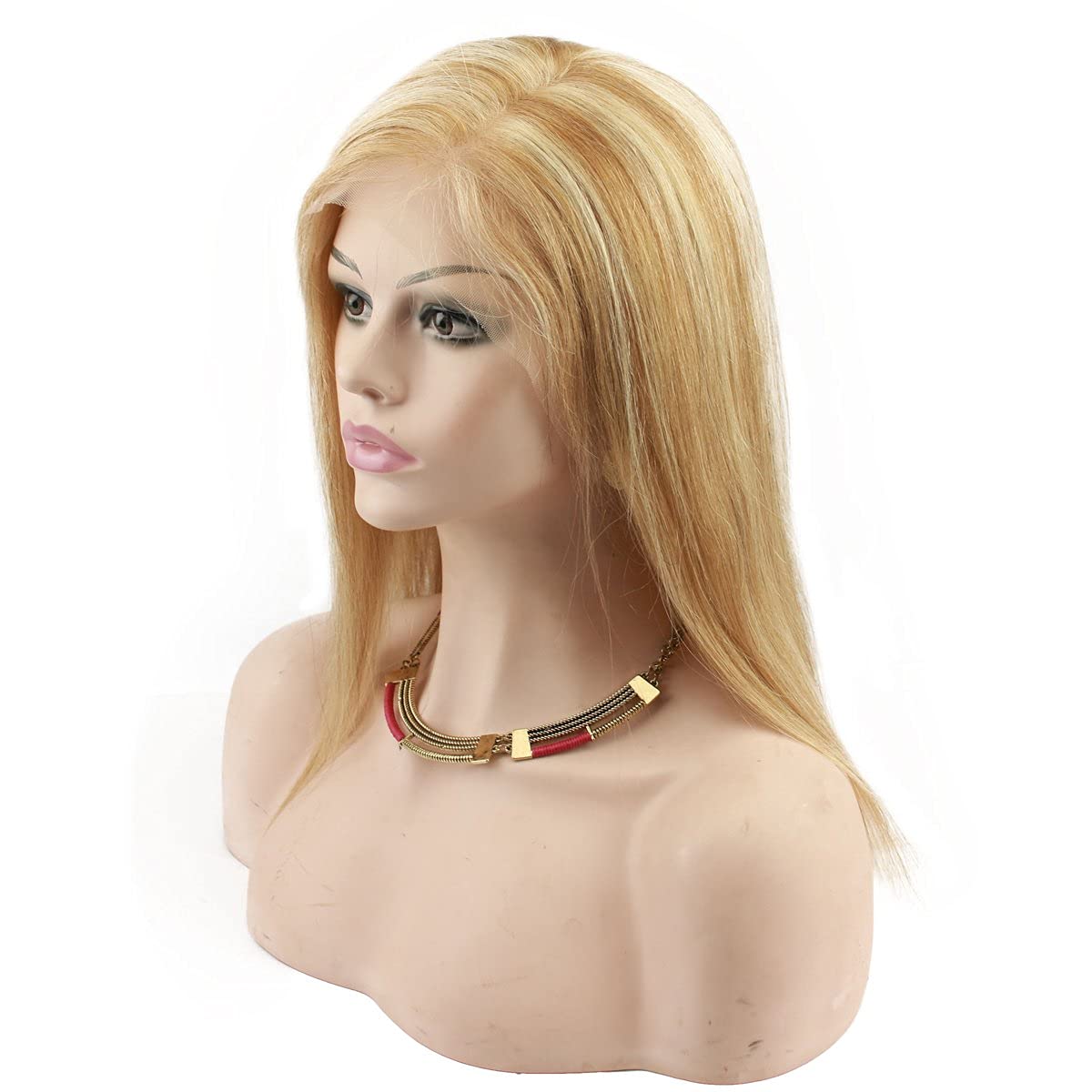 Dreambeauty #27/#613 Short Bob Wigs - Blonde Highlight Piano Color Brazilian Remy Human Hair Lace Front Wig with Baby Hair (16 Inch) | Natural Straight Silk Top for Women | Perfect for Daily Wear, Cosplay & Special Occasions