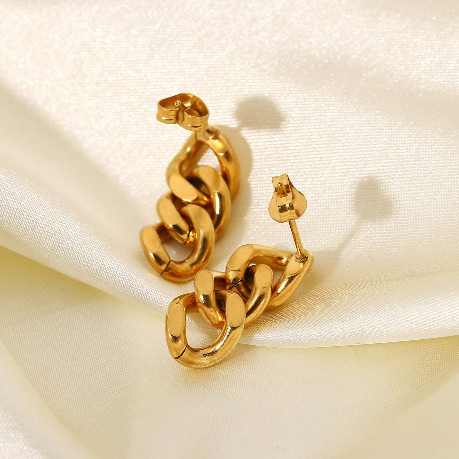 18K Gold Plated Minimalist Chain Drop Earrings for Women - Elegant Dangle Earrings for Party, Wedding & Everyday Wear | JDE684