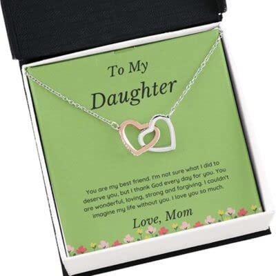 Custom Personalized Heart Diamond Charm Pendant Necklace for Daughter - Best Friend Love Knot Jewelry Gift with Message Card & Gift Box - Perfect for Anniversaries, Birthdays & Special Occasions